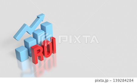Return on Investment ROI Growth Concept with Bar Chart and Arrow 3d render. Return on Investment ROI Growth Concept with Bar Chart and Arrow 3d render. 139284284