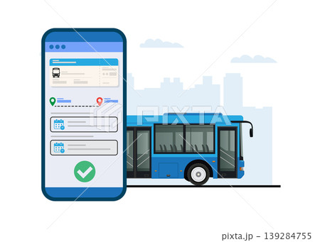 Online Bus Ticket Booking App Interface with...のイラスト素材 [139284755] - PIXTA