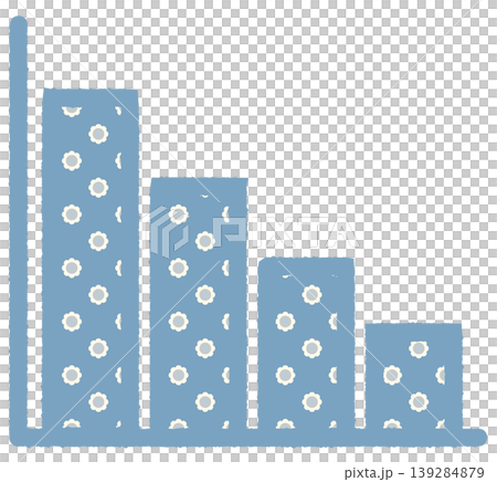 Simple bar graph icon, downward sloping to the right, blue, daisy. Simple bar graph icon, downward sloping to the right, blue, daisy. 139284879