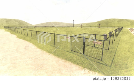 広々とした緑のドッグランの風景 犬無し(3DCG・イラスト) 広々とした緑のドッグランの風景 犬無し(3DCG・イラスト) 139285035