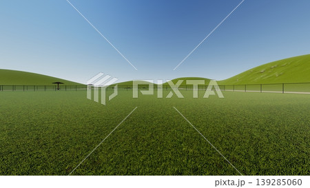 広々とした緑のドッグランの風景 犬無し(3DCG・イラスト) 広々とした緑のドッグランの風景 犬無し(3DCG・イラスト) 139285060