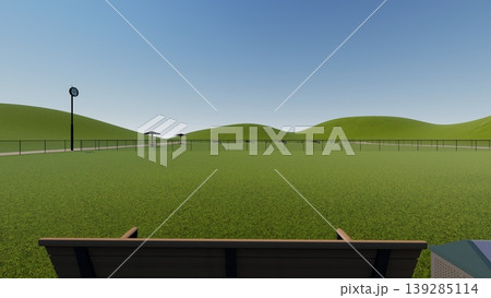 広々とした緑のドッグランの風景 犬無し(3DCG・イラスト) 広々とした緑のドッグランの風景 犬無し(3DCG・イラスト) 139285114