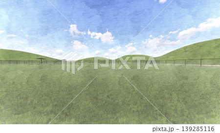 広々とした緑のドッグランの風景　犬無し（3DCG・イラスト） 139285116