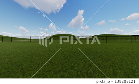 広々とした緑のドッグランの風景 犬無し(3DCG・イラスト) 広々とした緑のドッグランの風景 犬無し(3DCG・イラスト) 139285121