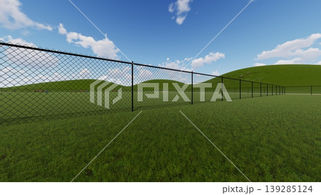 広々とした緑のドッグランの風景 犬無し(3DCG・イラスト) 広々とした緑のドッグランの風景 犬無し(3DCG・イラスト) 139285124