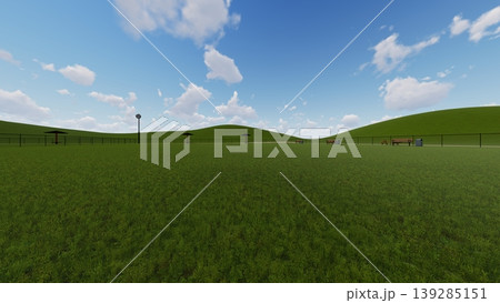 広々とした緑のドッグランの風景　犬無し（3DCG・イラスト） 139285151