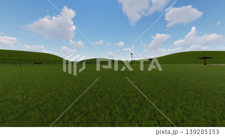 広々とした緑のドッグランの風景 犬無し(3DCG・イラスト) 広々とした緑のドッグランの風景 犬無し(3DCG・イラスト) 139285153