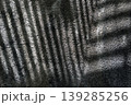Aesthetic shadow projection of tropical palm fronds on a textured gray wall 139285256