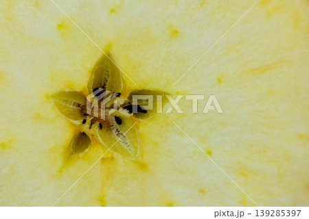 Macro of apple core cross section Macro of apple core cross section 139285397