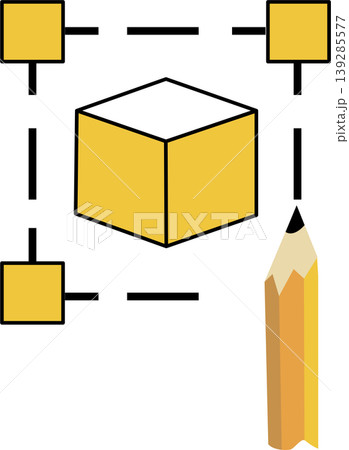 Object selection Yellow Cube and Pencil Illustration Object selection Yellow Cube and Pencil Illustration 139285577
