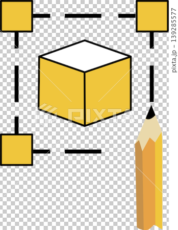 Object selection Yellow Cube and Pencil Illustration Object selection Yellow Cube and Pencil Illustration 139285577