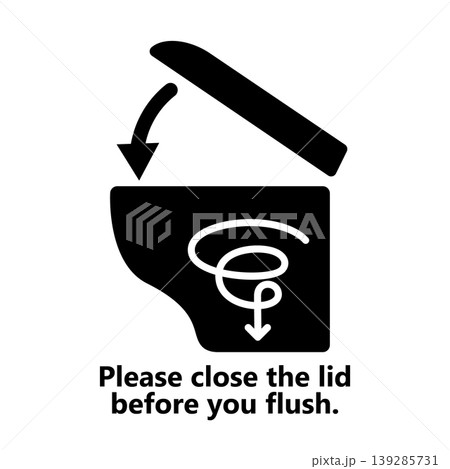 蓋を閉めて水を流すことを説明するためのトイレベクターイラスト 蓋を閉めて水を流すことを説明するためのトイレベクターイラスト 139285731