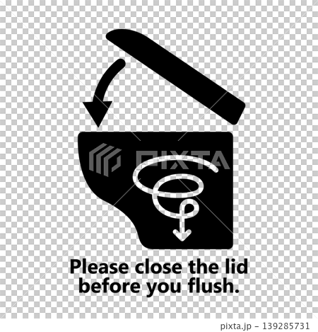 蓋を閉めて水を流すことを説明するためのトイレベクターイラスト 蓋を閉めて水を流すことを説明するためのトイレベクターイラスト 139285731