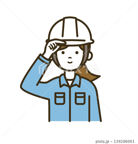 安全確認をする点検作業員の女性イラスト|白ヘルメット・作業服・準備・笑顔 安全確認をする点検作業員の女性イラスト|白ヘルメット・作業服・準備・笑顔 139286001