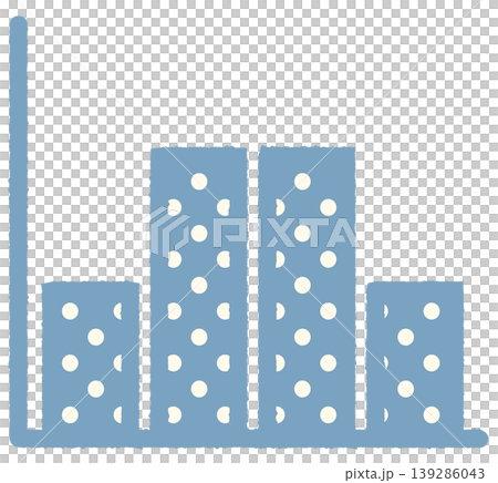 Simple bar graph icon with up/down and polka dot pattern Simple bar graph icon with up/down and polka dot pattern 139286043