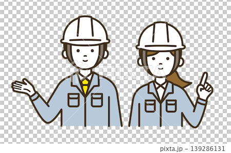 A male-female pair of site supervisors and female technicians who provide guidance and point-and-answer explanations | Work clothes, estimates, inspections A male-female pair of site supervisors and female technicians who provide guidance and point-and-answer explanations | Work clothes, estimates, inspections 139286131
