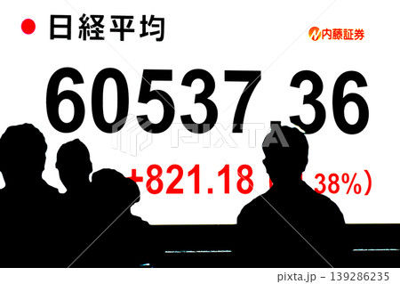 日本の東京都市景観初6万円突破・6万0537円36銭・株価/終値。半年で6万台と史上最速の大台替わり 139286235