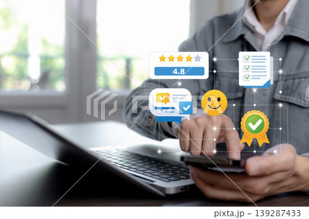 Customer Satisfaction Rating and Service Quality Feedback Concept Customer Satisfaction Rating and Service Quality Feedback Concept 139287433