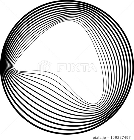 Circles round shape with liquid dynamic line. Frame border gradient 139287497