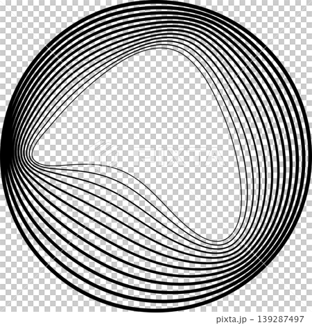 Circles round shape with liquid dynamic line. Frame border gradient 139287497