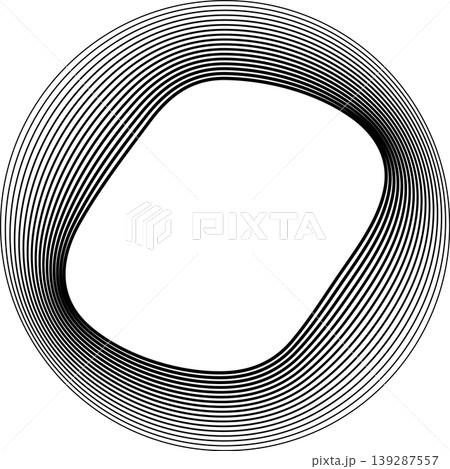 Circles round shape with liquid dynamic line. Frame border gradient 139287557