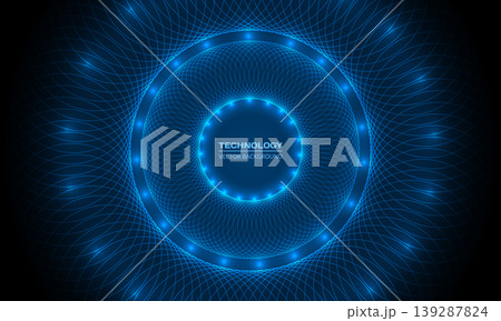 Glowing blue radial halo circle centered over blue tech abstract background, minimalist technology interface presents smooth luminescent ring with subtle shimmer, soft frequency glow conveying Glowing blue radial halo circle centered over blue tech abstract background, minimalist technology interface presents smooth luminescent ring with subtle shimmer, soft frequency glow conveying 139287824