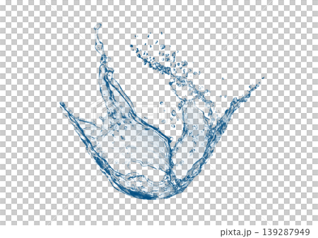 Blue water splash texture; a transparent water splash abstract background. Blue water splash texture; a transparent water splash abstract background. 139287949