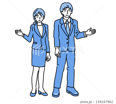 案内する男女のビジネスパーソンのカラーイラスト 139287962