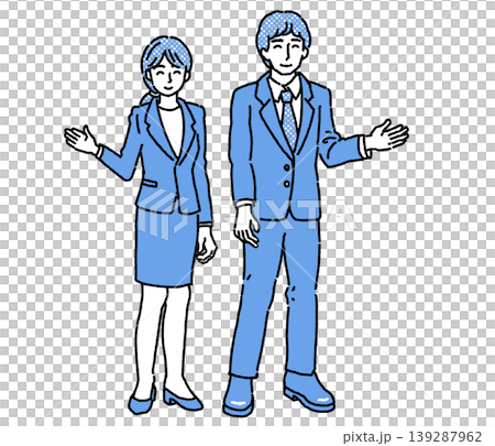 案内する男女のビジネスパーソンのカラーイラスト 139287962