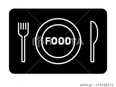 FOODロゴ シンプルな食事　線画デザイン 139288213