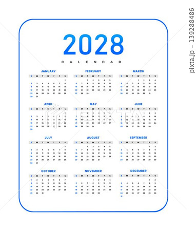 2028 Yearly Calendar Template 139288486
