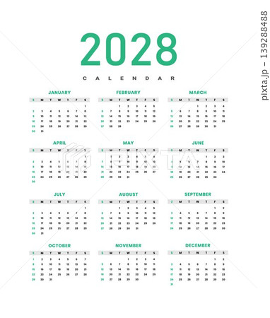 2028 Yearly Calendar Template 139288488