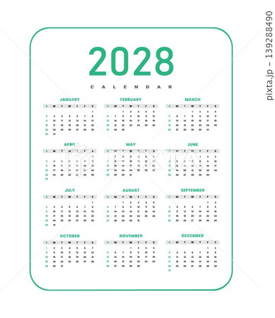 2028 Yearly Calendar Template 139288490