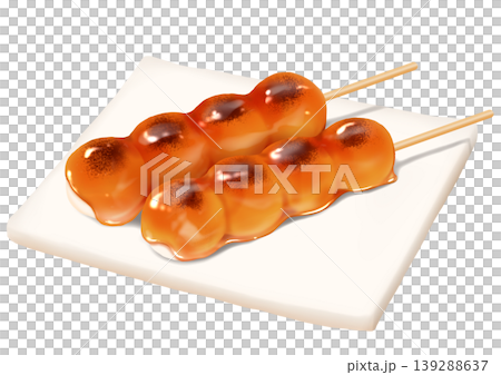 四角いお皿に盛り付けたみたらし団子2本 和菓子 四角いお皿に盛り付けたみたらし団子2本 和菓子 139288637