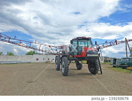 parking of agricultural machinery after working in the field parking of agricultural machinery after working in the field 139288676
