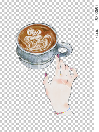 おしゃれな女性の手とカフェラテ ネイル アクセサリー ラテアート おしゃれな女性の手とカフェラテ ネイル アクセサリー ラテアート 139288693