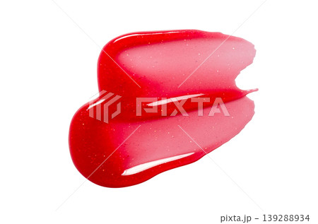 A sample of lip moisturizer on a white background. Oil or lip balm. 139288934
