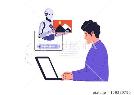 Illustration of AI Image Generator Creating Digital Art and Photo Illustration of AI Image Generator Creating Digital Art and Photo 139289799
