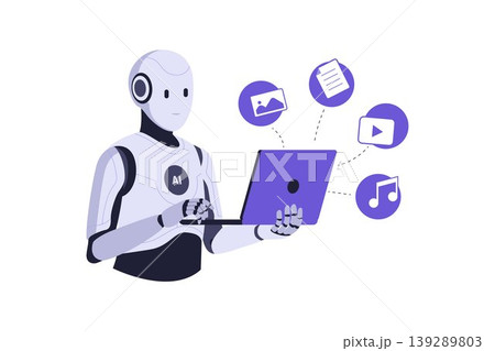 Illustration of Generative AI Robot Creating Multimodal Content Illustration of Generative AI Robot Creating Multimodal Content 139289803