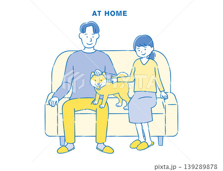 ペットのいる夫婦のイラスト 2C 139289878