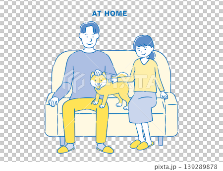 ペットのいる夫婦のイラスト 2C 139289878