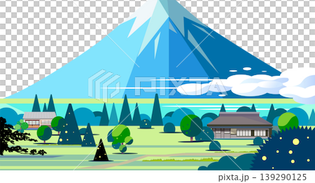 Vector illustration of Mount Fuji and a quintessential Japanese landscape - background material (layers organized, with copy space) Vector illustration of Mount Fuji and a quintessential Japanese landscape - background material (layers organized, with copy space) 139290125