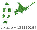 ハニカム構造状の北海道・東北地方の立体地図セット 139290289