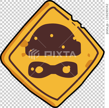 Warning Sign with Bandit Icon flat Illustration Warning Sign with Bandit Icon flat Illustration 139290342