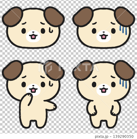 A set of illustrations of distressed and depressed dogs. A set of illustrations of distressed and depressed dogs. 139290350