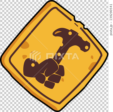 Hand Holding Hammer Construction Sign illustration Hand Holding Hammer Construction Sign illustration 139290541