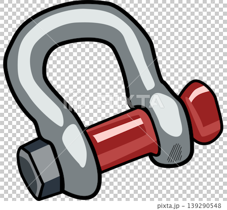 Shackles with Red Pin and Bolt flat Illustration 139290548