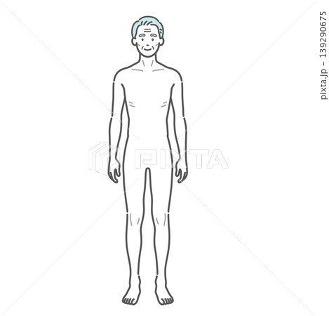 痩せ型のシニア男性の全身イラスト（正面） 139290675