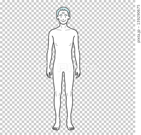 痩せ型のシニア男性の全身イラスト（正面） 139290675