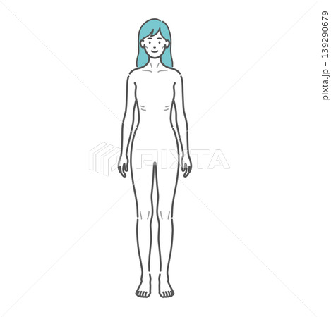 痩せ型の成人女性の全身イラスト(正面) 痩せ型の成人女性の全身イラスト(正面) 139290679